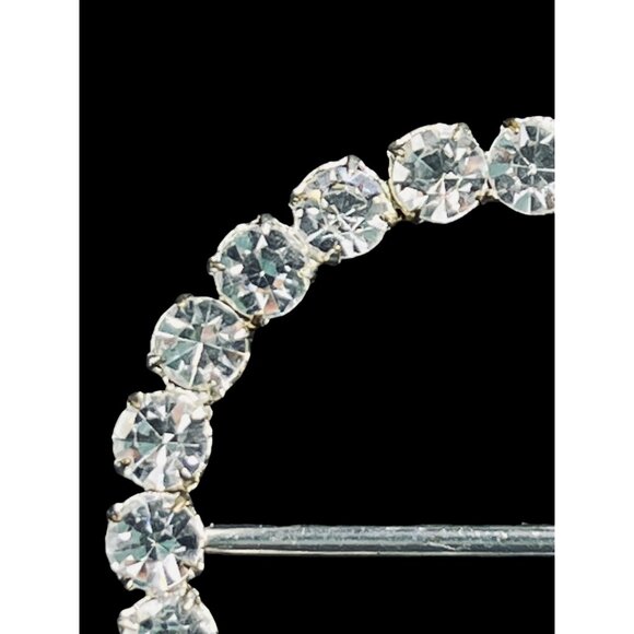 Vintage Silver Tone With Large Clear Rhinestones Sash Buckle (5262) - Picture 2 of 6